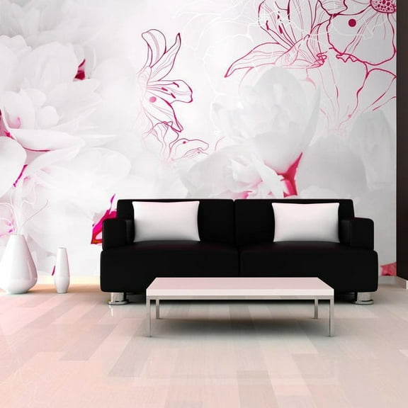 Tiptophomedecor Floral Wallpaper Wall Mural - Enveloped In White