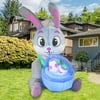 ToyExpress Easter Inflatable Outdoor Decorations 5 ft Tall Easter Bunny & Basket with Build-in LEDs Blow Up Inflatables for Easter Holiday Party Indoor, Outdoor, Yard, Garden, Lawn Fall