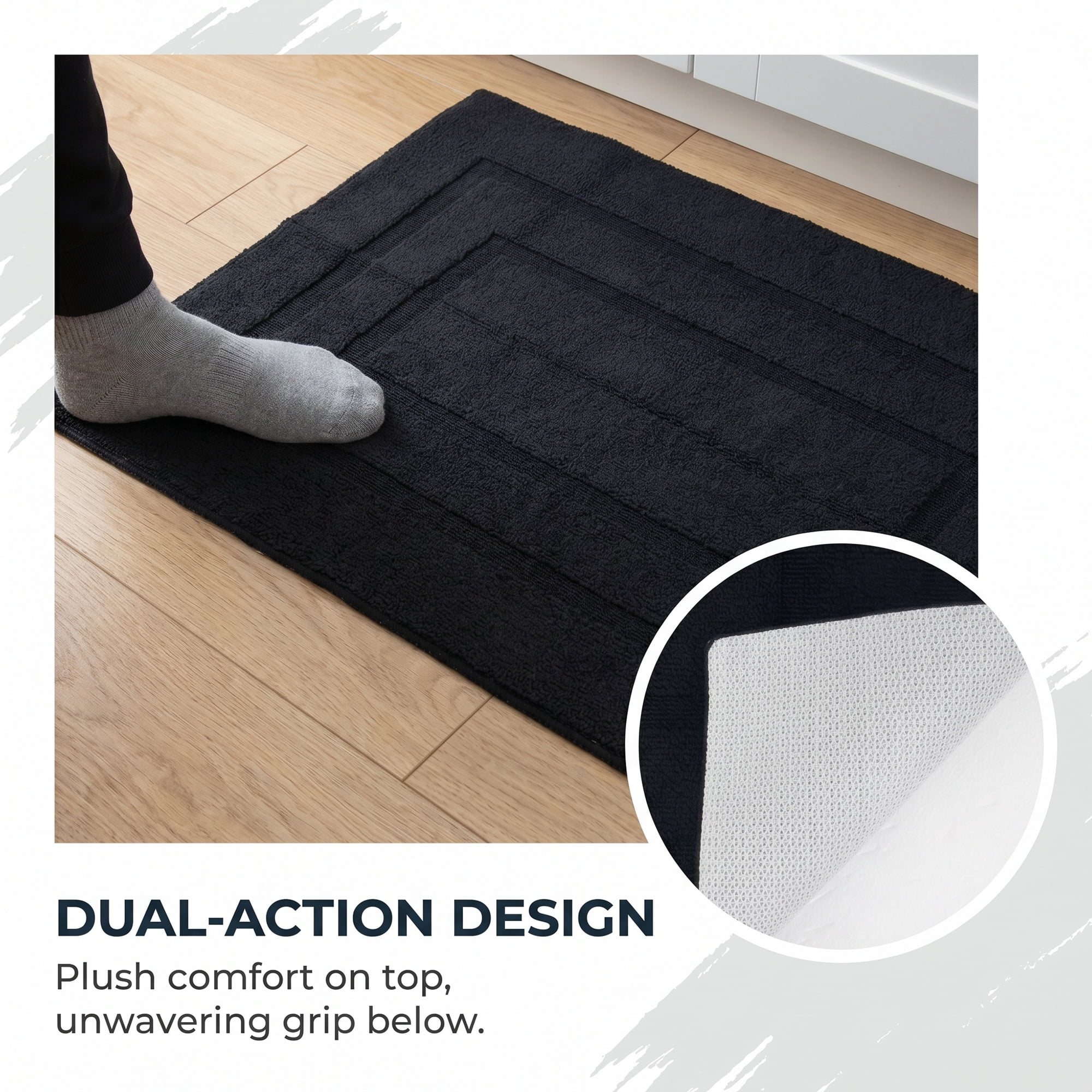 Unique Bargains Geometric Resistant Polypropylene Non Slip Waterproof Mat Black 35" x 24"