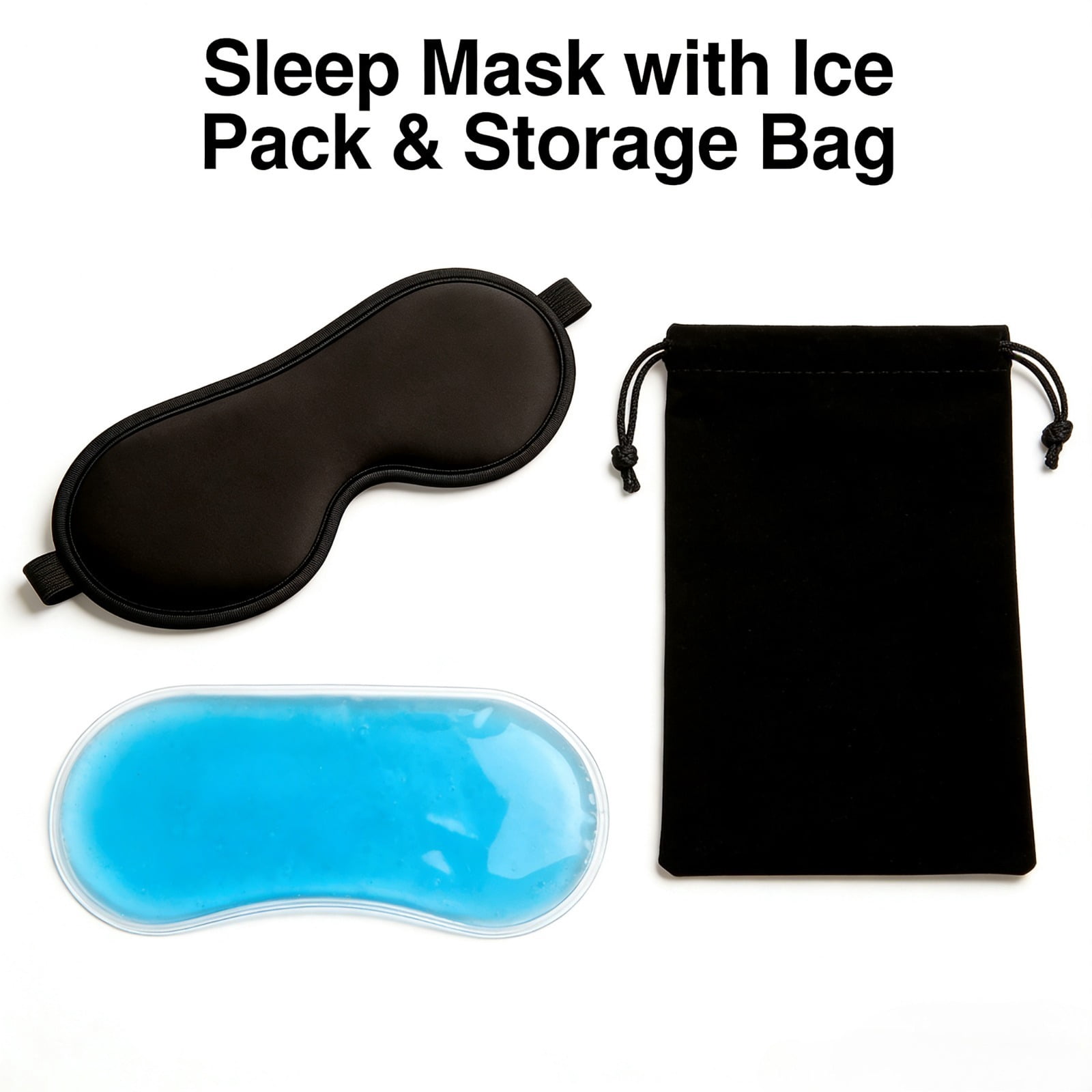 CHENQI Sleep mask, gel cold compress mask, relieves eye fatigue, adjustable elastic band, one-size-fits-all, suitable for lunch breaks at work, travel, computer enthusiasts, home use, black