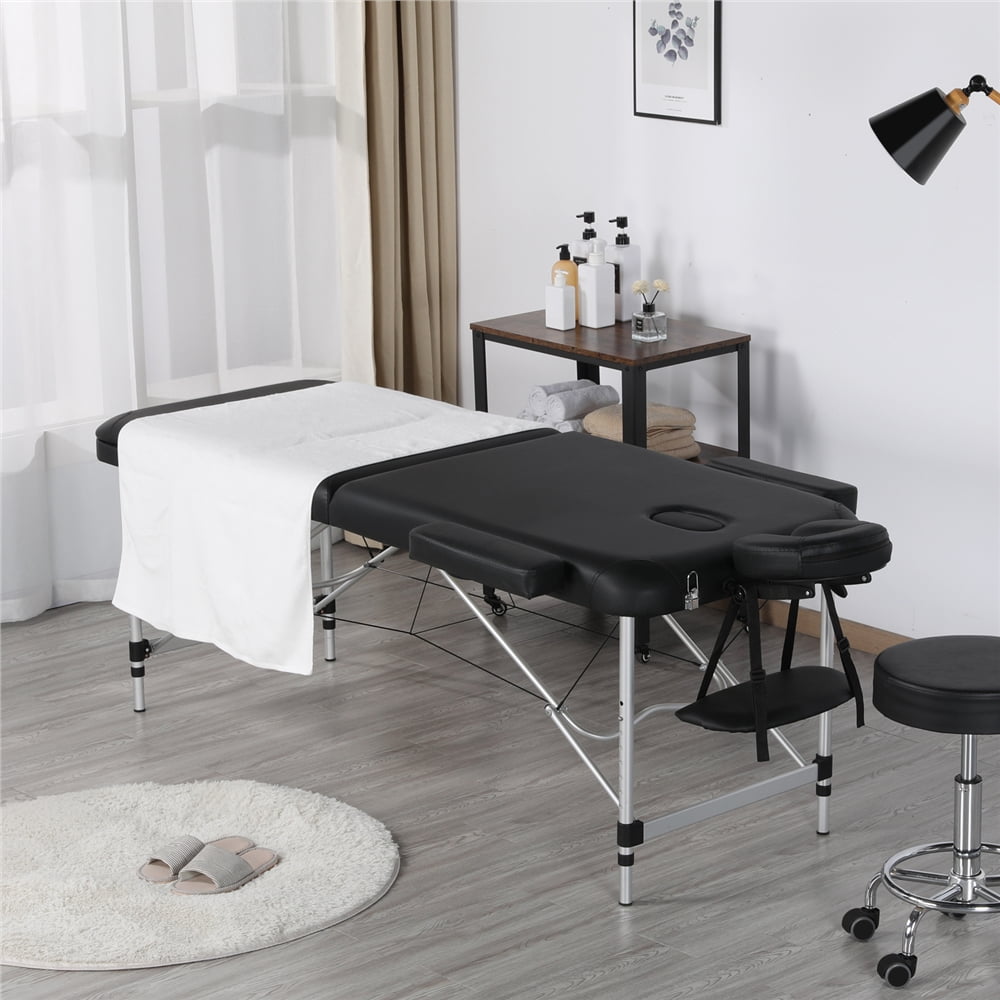 Renwick Adjustable 3 Sections Massage Bed with Face Cradle, Black