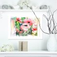 thumbnail image 1 of Pink Floral Watercolor Illustration - Large Animal Canvas Art Print, 1 of 3