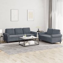 vidaXL 2 Piece Sofa Set with Cushions Dark Gray Velvet