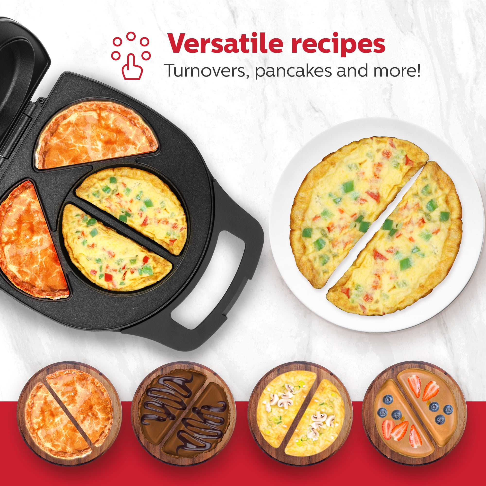 Holstein Housewares - Non-Stick 4 Section Omelet & Frittata Maker - Makes 4 Individual Portions Quick & Easy