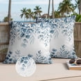 thumbnail image 3 of Blue Green Eucalyptus Leaves Outdoor Pillow Covers 20x20 Set of 2,Waterproof Patio Throw Pillowcase Protectors,Spring Summer Botanical Decorative Pillow Shams Cushion Covers for Seat Bed Couch Sofa, 3 of 8