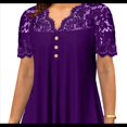 thumbnail image 2 of Blusas Tipo Túnica de Talla Grande para Mujer, de Corta, con Cuello en V, Plisadas y Botones de Encaje. Violeta Oscuro XXL, 2 of 6
