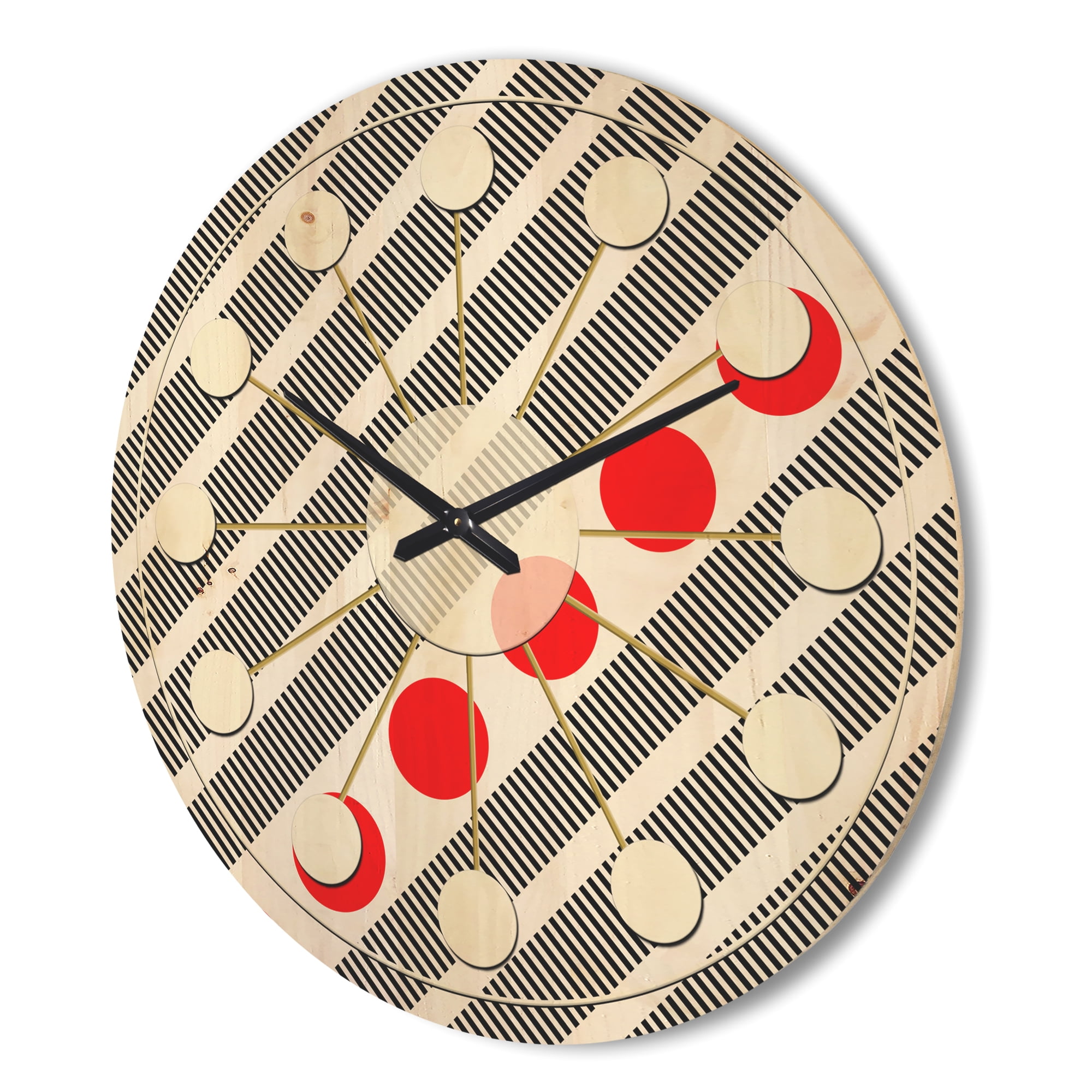 Designart 'Geometrical Abstract Retro Minimal Pattern XI' Mid-Century Modern Wood Wall Clock