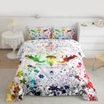 thumbnail image 2 of Manfei Hippie Gothic Moth Full Size Comforter Sets, Colorful Flower Bedding Comforter Set, Boho Halloween Wildlife Bedding Sets, White Breathable Home Decor, 3-Piece Reversible, 2 of 8
