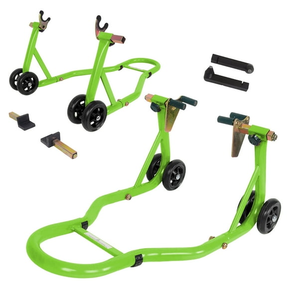 Porotmotor Motorcycle Stands Front and Rear Lift with 4 Types of Adapters Green
