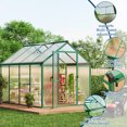 thumbnail image 6 of Amkui Large Aluminum Walk-in Green Houses for Outdoors, Polycarbonate Greenhouse with Sliding Doors & Roof Vent, Sunroom Winter Greenhouse for Outside Patio, Backyard, Garden, 6 of 9