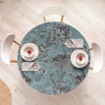 thumbnail image 4 of Ambesonne Oriental Floral Fitted Round Tablecloth, Boho Bloom Paisley, 56"- 60" Diameter, Cadet Blue Dark Cocoa, 4 of 5