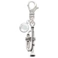 thumbnail image 2 of Delight Jewelry Silvertone Trumpet - Silvertone Clip on Charm with Clear Crystal Drop, 2 of 4