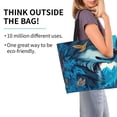 thumbnail image 2 of Pofeuu Blue Iceberg Leaf Wolf Print Reusable Grocery Bags - Washable, Foldable, Packable Tote, Large Handles, Heavy Duty, Zippered Top Pouch, 2 of 8