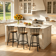 thumbnail image 3 of Homy Casa Swivel Counter Height Bar Stools Set of 3 with Back, Adjustable Upholstered Modern Bar Chairs for Kitchen Island, Brown, 3 of 14