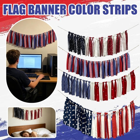 THOPBPRK Patriotic Independence Day Banner Patriotic Party Decoration Garland for Fourth of July Celebration Memorial Day Veterans Day Home Wall Hanging Decor Party Supplies, 6.5ft 1Pc A