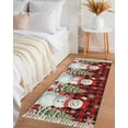 thumbnail image 3 of Red Plaid Christmas Kitchen Runner Rug 2x5 Bedside Rug with Tassel Cotton Woven Throw Rugs Washable Hallway Runner Rugs Snowman Snowflake Gifts Xmas Tree Floor Carpet for Bedroom Bathroom Living Room, 3 of 5