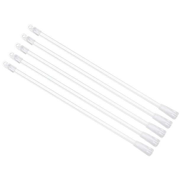 Reemplazo de varilla de persianas de 5 paquetes de 12", varilla de inclinación de acrílico con gancho y agarre, varilla de persiana vertical para accesorio de abridor de cortinas de ventana, clara