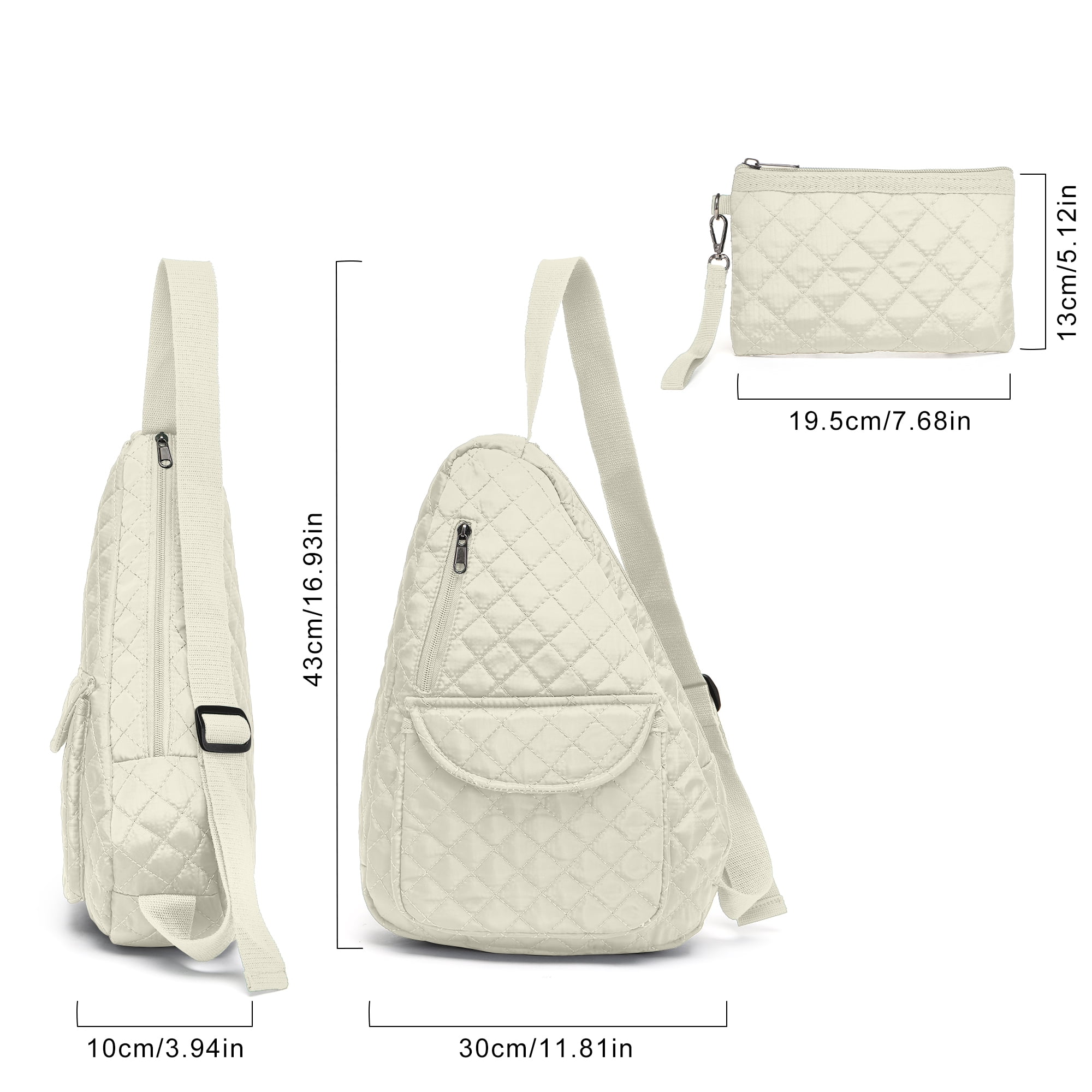 2-Piece Unisex Quilted Nylon Sling Bag Set – Large-Capacity Crossbody Bags with Chest & Shoulder Wear Options, Ideal for Travel, Hiking, Work & Commute