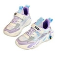 thumbnail image 2 of ZHOGXU Big Kids Girls Sneakers Soft Sole Non Slip Color Block Lace Up Breathable Comfortable Lightweight Sports Shoes For Casual Daily Wear Purple 32, 2 of 9