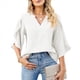 thumbnail image 2 of Blusa Holgada de con Cuello en V y Mangas 3/4 con Volantes para Mujer, Color , Talla S, 2 of 6