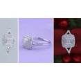 thumbnail image 3 of Dazzlingrock Collection Round White Diamond Split Shank Square Cushion Cluster Engagement Ring for Women (0.38 ctw, Color I-J, Clarity I2-I3) in 10K White Gold, Size 5.5, 3 of 6