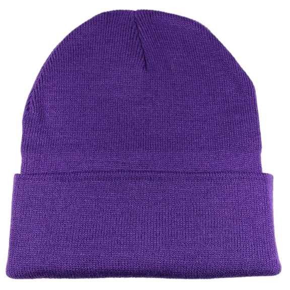 TELOLY Beanie Hat Men Women Classic Knit Cuffed Plain Cap Beanie Hats for Women - Purple