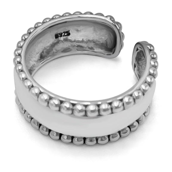 Beaded Chunky Band Ring in Sterling Silver, Simple Dainty Open Size, Adjustable & Expandable Ring for Women Men