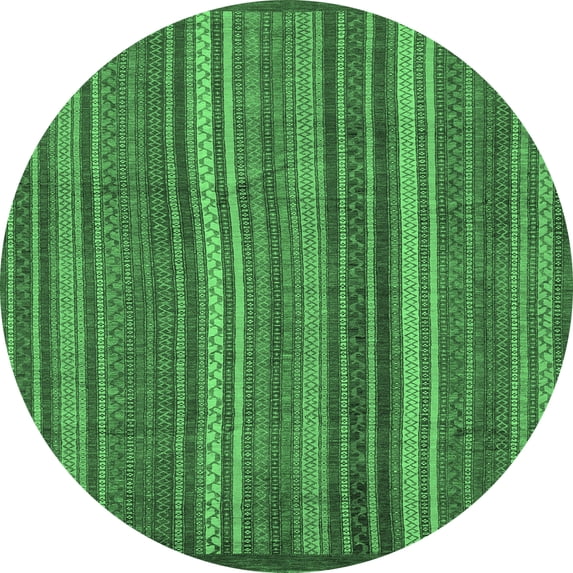 Ahgly Company Indoor Round Abstract Emerald Green Modern Area Rugs, 7' Round