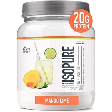 Isopure  Infusions 100% Whey Protein Isolate  20 g Protein Powder  Mango Lime  14.1 oz  16 Servings