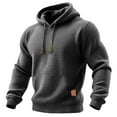 thumbnail image 2 of Waffle Knit Hoodies for Men Pullover Comfy Athletic Hooded Sweatshirt Outdoor Travel Hoodie Sweatshirts Dark Gray 4XL, 2 of 4