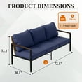 thumbnail image 5 of INTER HUT Outdoor Wicker 3-seater Sofa Couch, Patio Steel Framed Wicker Chair, Rattan Sofa with Cushions for Balcony, Garden, Yard, Blue, 5 of 9