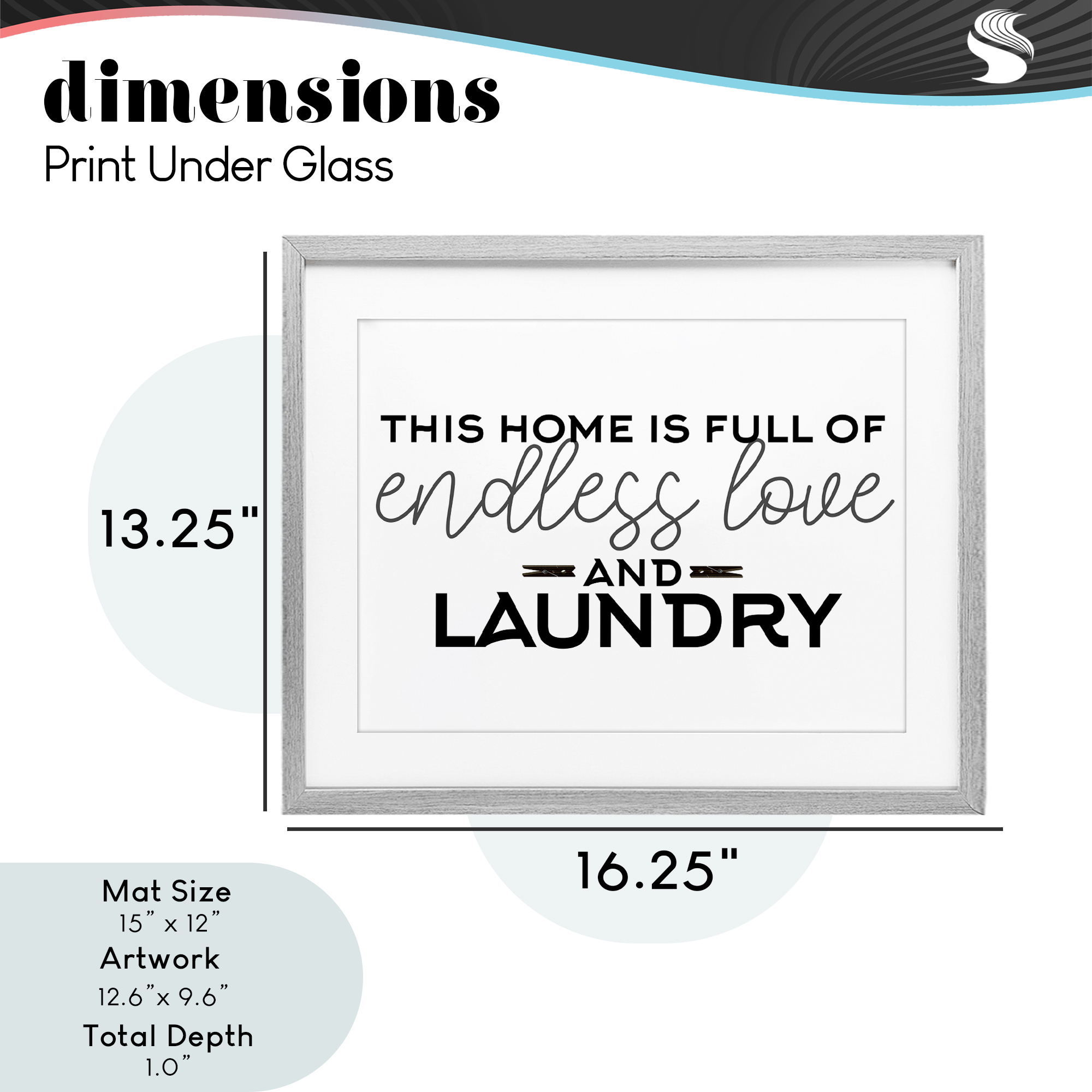 Endless Love & Laundry Minimal Gray Framed Print Under Glass, design by Kim Allen