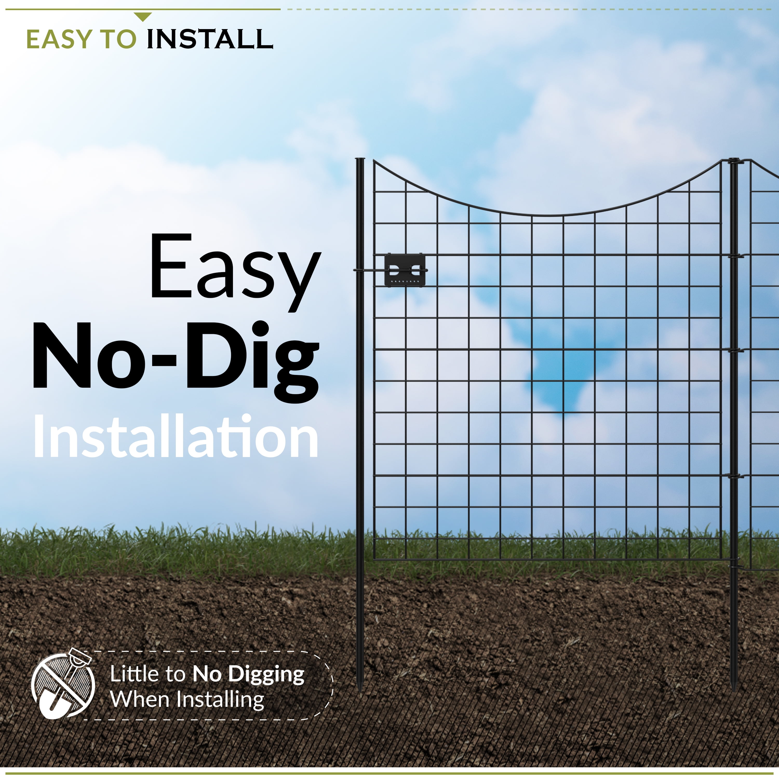 Zippity Outdoor Products 39in H (4 Fence Panels + 1 Gate) No Dig Easy Install Zippity Black Metal Fence, Decorative Fence for Garden Fencing For Dogs