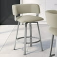 thumbnail image 3 of Amisco Stinson 26 In. Swivel Counter Stool - Greige Faux Leather /Metallic Grey, 3 of 5