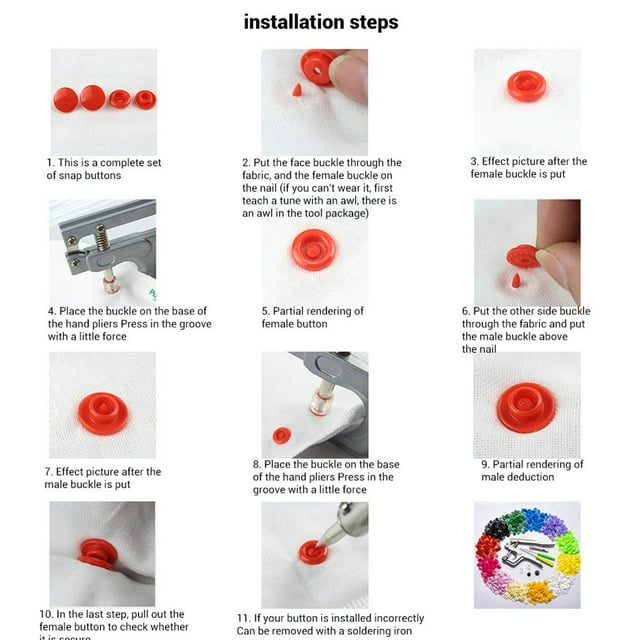 stanreset 360 Pcs/set Bouton Coloré + Pince à Pression à Main Outils de Perçage pour Couture DIY