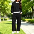 thumbnail image 2 of ZBSOKO Girls 2 Piece Sweatsuit Set Fleece Crew Neck Sweatshirt and Straight Leg Pants Fall Winter Jogger Set Casual Tracksuits Sizes 5-14 Years, 2 of 7