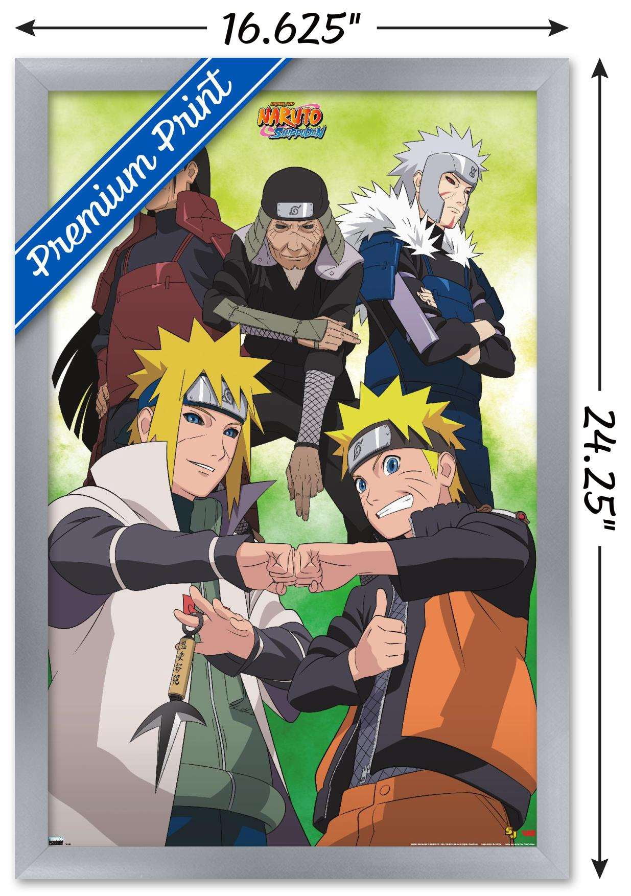 Naruto - Green Wall Poster, 14.725" x 22.375", Framed