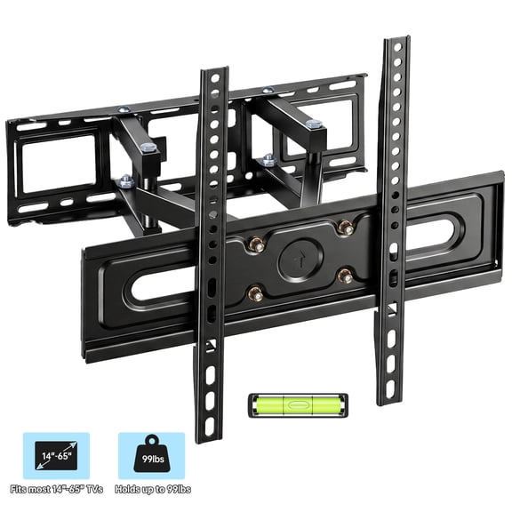 Full Motion TV Wall Mount for 14-65 Inch TVs, Swivel & Tilt, Max VESA 400x400mm, Holds up to 99lbs