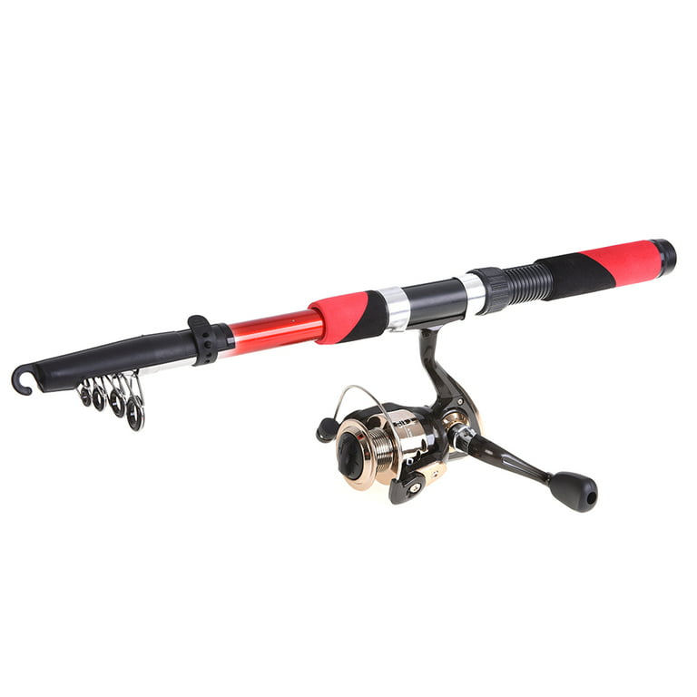 Lixada Portable Fishing Rod Reel Combo Full Kit 2.1 M Telescopic Fishing Tackle Set, Red, Size: Combo 2