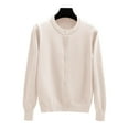 thumbnail image 4 of SGMVNU Cardigan Sweaters for Womens Crew Neck Long Sleeve Lightweight Open Front Sweater 2025 Fall Trendy Knit Tops(Beige, L), 4 of 4