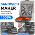 thumbnail image 5 of Mailand 4-Slice Breakfast Sandwich Maker Press, Mini Grill Cheese Maker, Panini Press, for Kitchen, Indicator Light & Non-Stick, 1000W, Graphite, 5 of 7