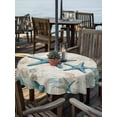 thumbnail image 2 of Outdoor Tablecloths with Umbrella Hole & Zipper, Teal Starfish Coastal Round Tablecloth 54 Inch, Vintage Summer Beach Nautical Waterproof Table Cloth, Patio/Pool/Picnic Table Covers, 2 of 8