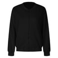 thumbnail image 4 of felwors Womens Bomber Jacket Zip Up Casual Jackets Lightweight Trendy Outerwear Coat with Pockets Black, M, 4 of 7