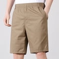 thumbnail image 7 of Men's Big&Tall Cotton Casual Shorts Elastic Drawstring Waist Multi-Pocket Athletic Shorts Flat Front Golf Shorts,L,Yellow, 7 of 7