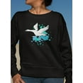thumbnail image 2 of White Goose And Blue Splashes Sweatshirt Women -Image by Shutterstock, Female x-Large, 2 of 4
