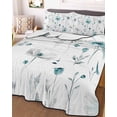 thumbnail image 3 of Quilts Twin Size Bedding Set, Turquoise Flowers Lightweight Quilted Comforter, Farmhouse Spring Botanical Floral Soft Reversible Bedspread Coverlet with Pillow Covers for All Season, 68" x 86", 3 of 7