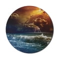 thumbnail image 1 of Nature Mouse Pad for Computers, Thunderstorm Themed Rays over the Ocean Waves Wild Forces in the Air Print, Round Non-Slip Thick Rubber Modern Gaming Mousepad, 8" Round, Orange and Blue, by Ambesonne, 1 of 2