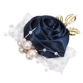 thumbnail image 1 of Uxcell Pulsera de Muñeca de Flor Artificial Paquete de 1 Rosa para Novia y Novio Decorativa 7x7cm Azul Oscuro, 1 of 5