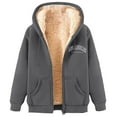 thumbnail image 5 of Bibifish Womens Hoodies Graphic Letter Print Fleece Lined Zip Up Hoodies Winter Warm Pockets Outdoor Streetwear Drawstring Hooded Jackets, 5 of 5