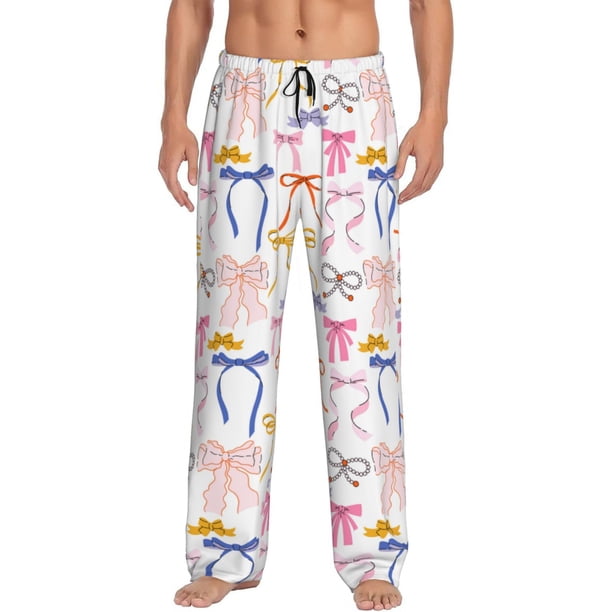 Balery bow ribbons Pantalones de pijama para hombre, pijama ultraligero, pantalón de descanso-Small